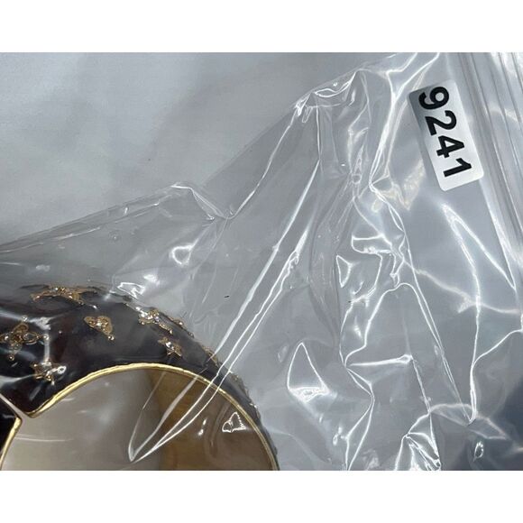 Bronze Enamel Gold & Crystal Kenneth Jay Lane Hearts & Star Bangle Bracelet - Picture 16 of 16